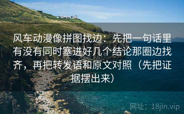 风车动漫像拼图找边:先把一句话里有没有同时塞进好几个结论那圈边找齐,再把转发语和原文对照(先把证据摆出来)